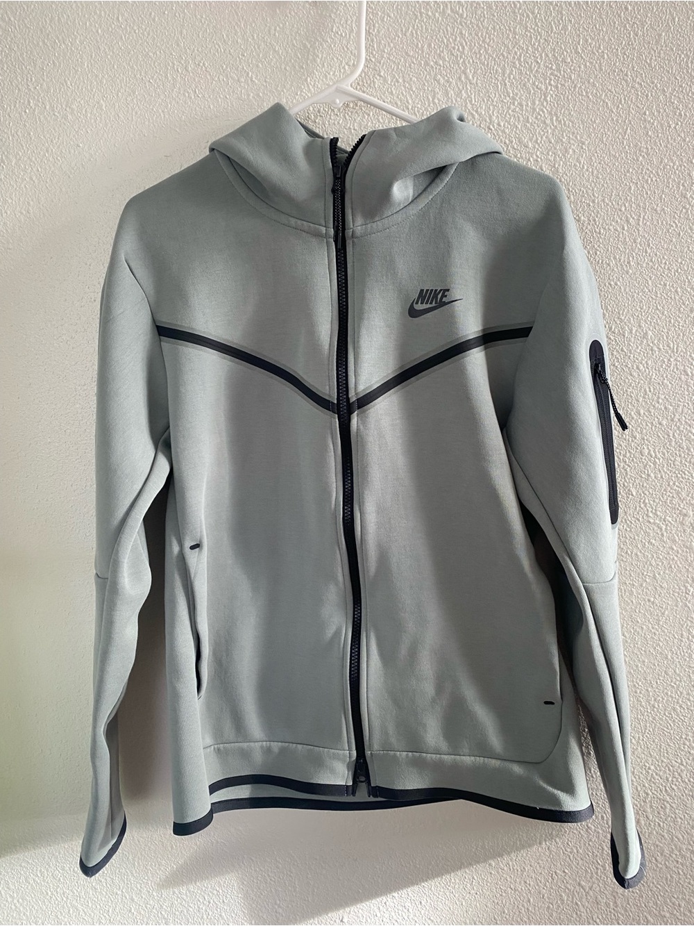 Nike Light Gray Hooded Performance Jacket with Black Accents